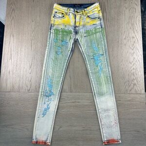 Navie hand painted boutique jeans | Small | one of a kind | EUC
